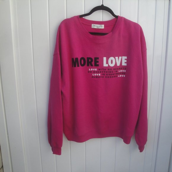 Wound Up Tops - Wound Up More Love Graphic Long Sleeve Sweatshirt XXXL Pink